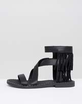 Thumbnail for your product : Sixty Seven SixtySeven Sixtyseven Fringe Leather Flat Sandal
