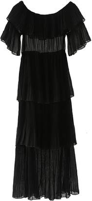 Goodnight Macaroon 'Jackie' Sheer Off The Shoulder Pleated Dress (4 Colors)