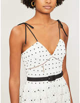 Thumbnail for your product : Self-Portrait Belted polka dot floral lace midi dress