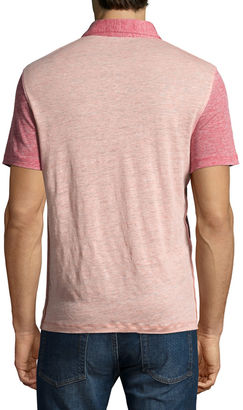 Zachary Prell Calluna Tonal-Colorblock Linen Polo Shirt