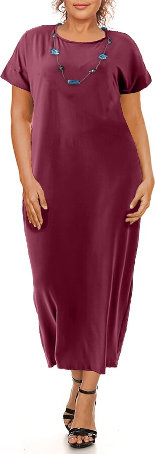 Ella Samani Women’s Plus Size Maxi Dress with Built-In Removable Necklace