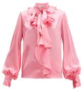 Thumbnail for your product : MSGM Ruffled Pussy-bow Satin Blouse - Womens - Pink