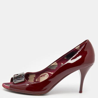 Louis Vuitton Burgundy Patent Leather Eyeline Peep Toe Platform Pumps Size  39 - ShopStyle