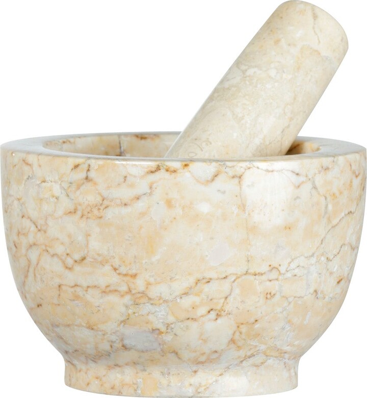 Cilio Champagne Marble Mortar & Pestle, 4-Inch Height