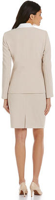 Tahari by ASL Two-Piece Contrast-Trim Skirt Suit