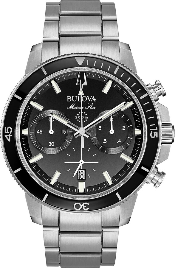 Bulova Men's Chronograph Marine Star Stainless Steel Bracelet Watch 45mm