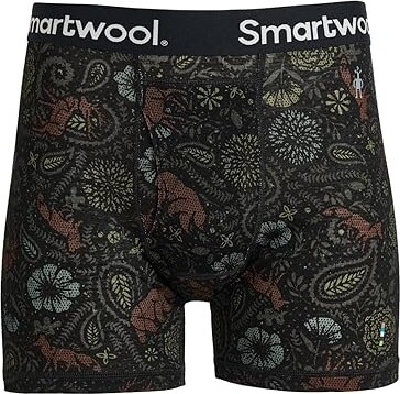 Smartwool Merino Print Boxer Brief Boxed Men's Underwear Black Paisley : SM, Wool/Nylon