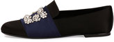 Thumbnail for your product : Roger Vivier Floral-Strass Smoking Slipper, Black/Navy