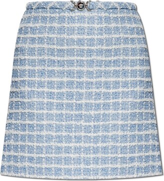 Versace Pleated Printed Silk-twill Mini Skirt - Blue - ShopStyle