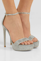 Thumbnail for your product : Rene Caovilla Celebrita Crystal-embellished Satin Platform Sandals