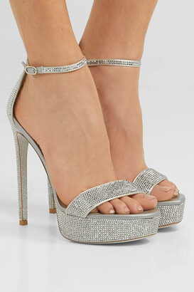 Rene Caovilla Celebrita Crystal-embellished Satin Platform Sandals