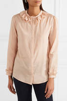 Thumbnail for your product : A.P.C. Josephine Ruffled Cotton And Silk-blend Voile Blouse - Blush