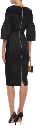 Amanda Wakeley Woven-paneled Grosgrain-trimmed Cloque Midi Dress