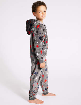 Marks and Spencer All Over Star Hooded Onesie (1-16 Years)