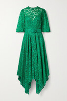 Thumbnail for your product : Costarellos Mina Belted Corded Lace Midi Dress - Green