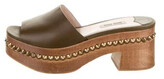 Thumbnail for your product : Miu Miu Leather Studded Accents Slides Brown