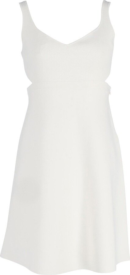 Theory Knitted Mini Dress in White Viscose