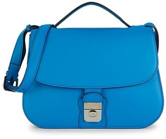 blue leather cross body bolsa
