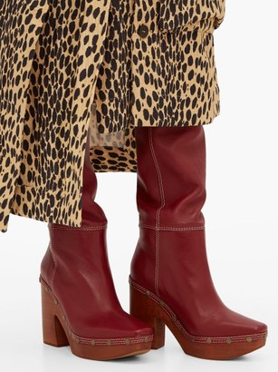 Jacquemus Sabots Leather Over-the-knee Boots - Burgundy