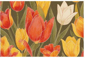 August Grove Vibrant Tulip Garden Bath Mat, 36 X 24