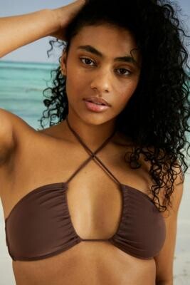 Out From Under Kiana Keyhole Bikini Top - Brown XL at Urban Outfitters