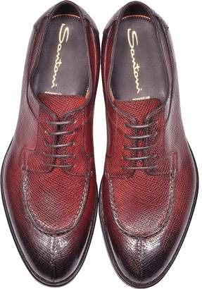 Santoni Burgundy Leather Derby Shoes w/Rubber Sole