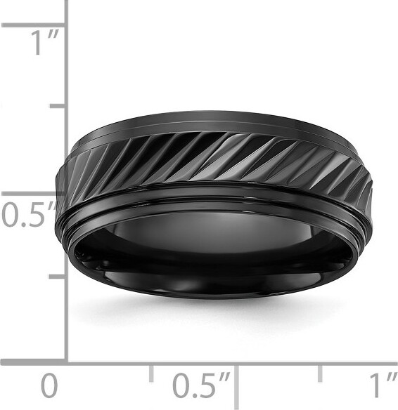 ChiselBlackZirconiumPolishedGrooved8mmBandRing
