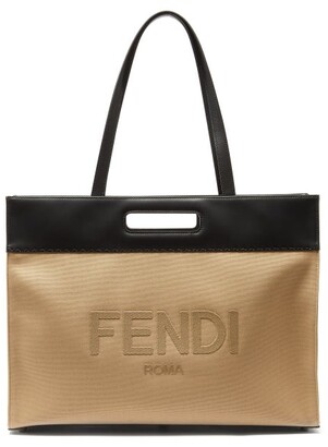 Fendi Logo-applique Trimmed Canvas Tote Bag - Black Multi