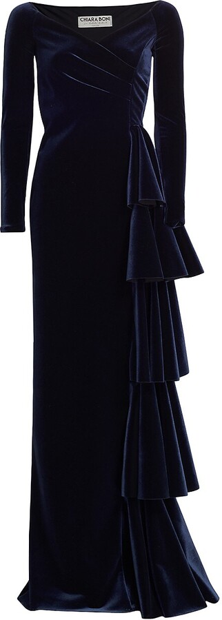snatch digtere sponsor Chiara Boni La Petite Robe Trinity Velvet Ruffle Gown - ShopStyle Evening  Dresses