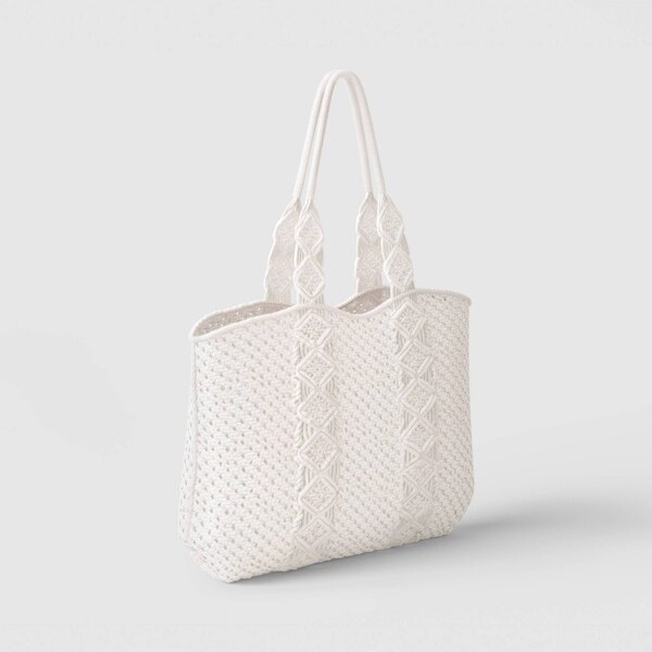 Threshold CrosshatchMacrameToteBag Ivory