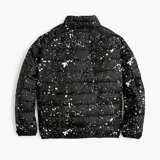 J.Crew Boys' splatter-painted packable quilted jacket with eco-friendly Primaloft®