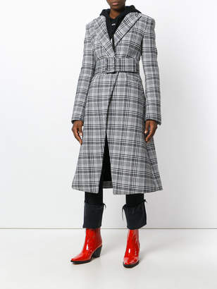 Off-White belted checked coat