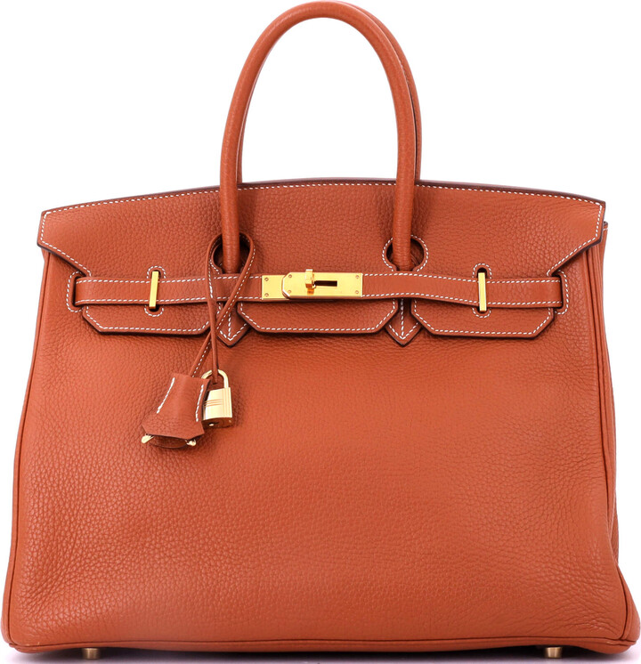 Hermes Birkin Handbag Etrusque Clemence with Gold Hardware 35