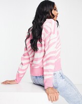 Thumbnail for your product : Brave Soul abstract cardigan with zebra print in pink