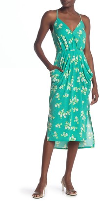 BCBGeneration Faux Wrap Floral Print High/Low Midi Dress