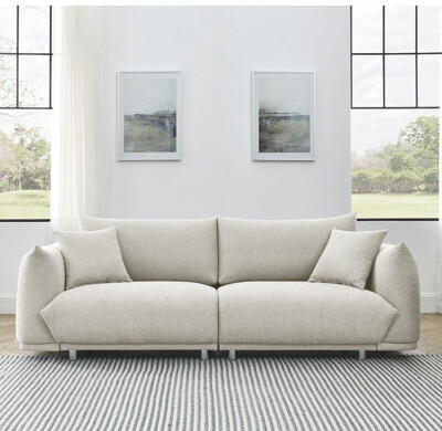FURNY 3 Seater Brayden Fabric Sofa Set (Grey) : : Home