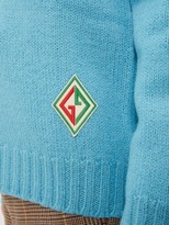Thumbnail for your product : Gucci Logo-patch V-neck Wool Sweater - Blue