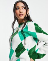 Thumbnail for your product : Gianni Feraud green argyle crew neck jumper