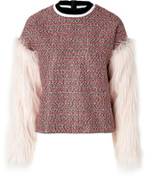 Thumbnail for your product : MSGM Woven Top with Faux Fur Sleeves