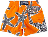 Thumbnail for your product : Vilebrequin Jim Starlets Printed Swim Trunks, Orange, Boys' 2-8