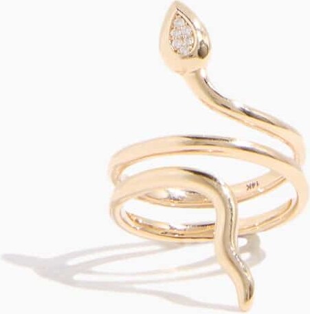 Diamond Snake Ring in 14k Yellow Gold
