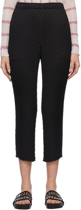Issey Miyake Black Temporary Room Pleats Solid Trousers
