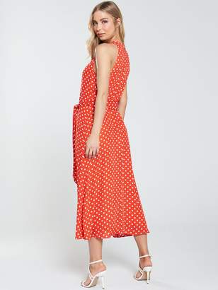 Wallis Spot Midi Dress - Red