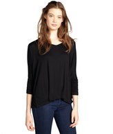 Thumbnail for your product : Wyatt black jersey shirred three-quarter sleeve top