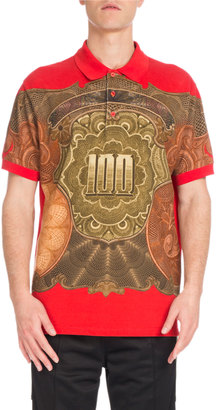 Givenchy Columbian-Fit Money-Print Polo Shirt, Red