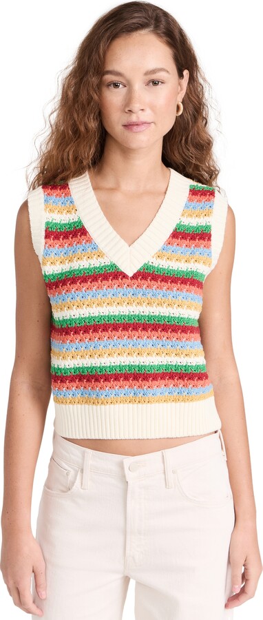 KITRI Winona Multi Striped Crochet Knit Vest
