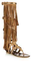 Thumbnail for your product : Brian Atwood Adriana Fringed Leather Flat Sandals