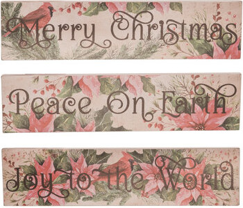 The Holiday Aisle MDF Christmas Plank Sign Set of 3 Christmas Home Decorations