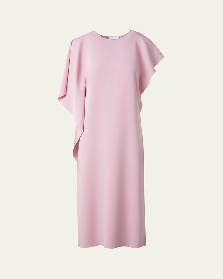 Akris Punto Lasercut Shoulder-Drape Midi Dress