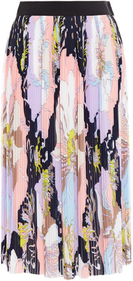 Emilio Pucci Printed Plisse-crepe De Chine Midi Skirt
